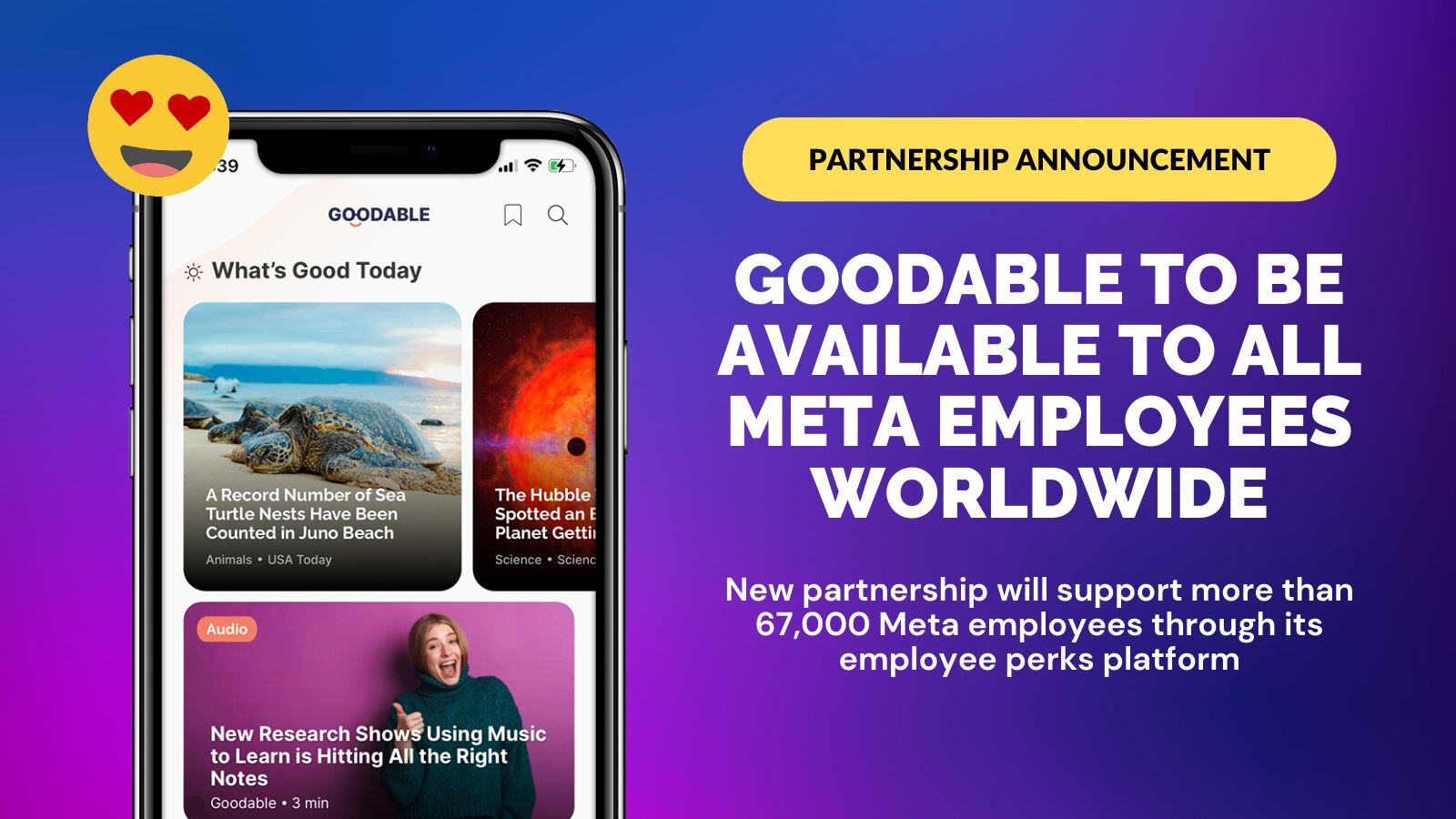 Goodable is now available to Meta employees worldwide through its employee perks platform.