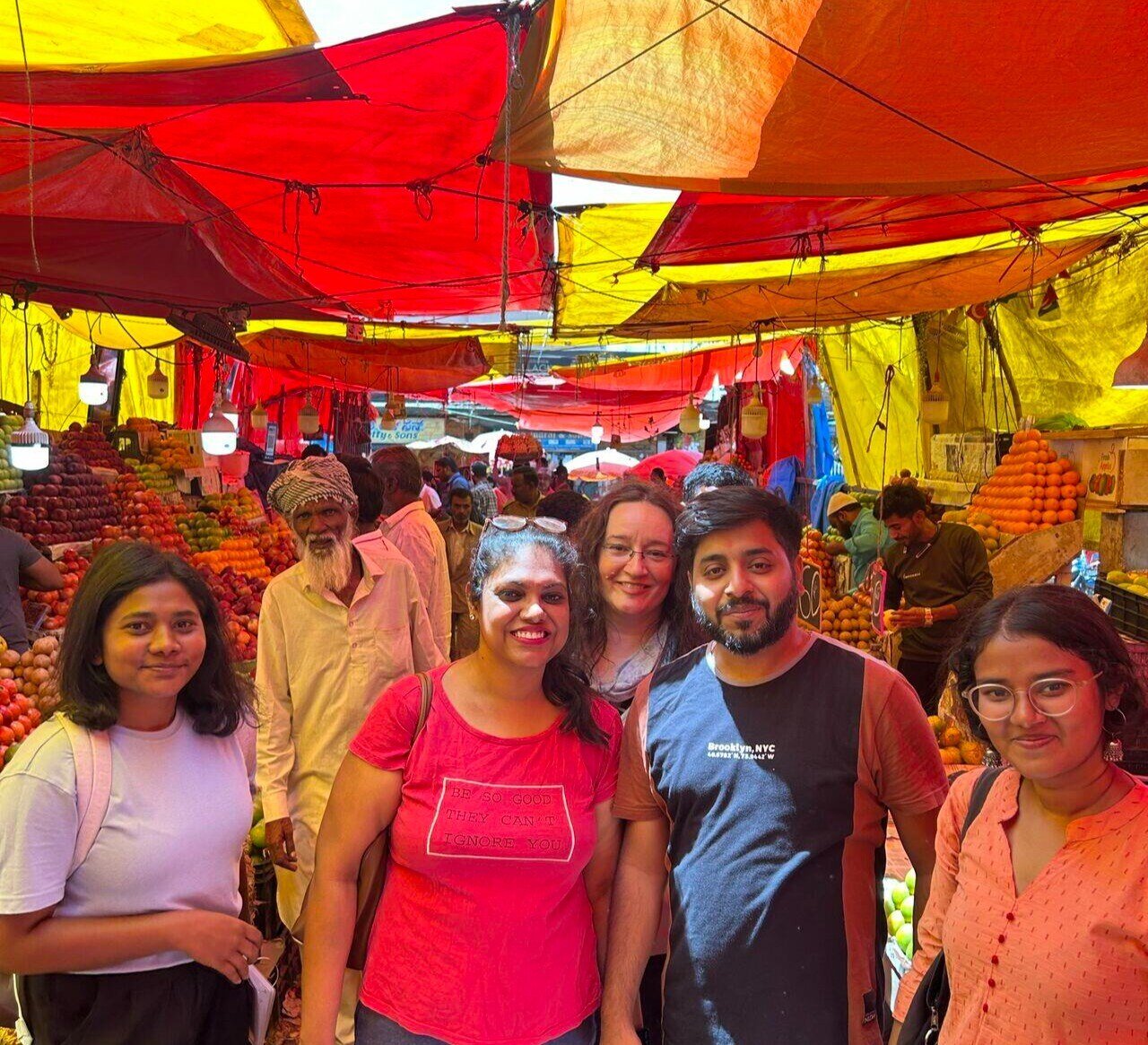 Cohort at Bangalore's market during a city tour