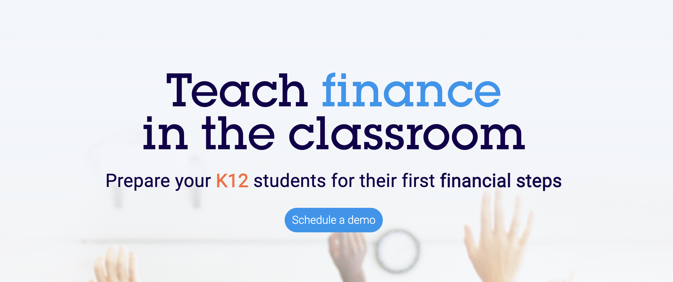 Inverkids website displaying preparation of K12 students for their first financial steps, taught in the classroom